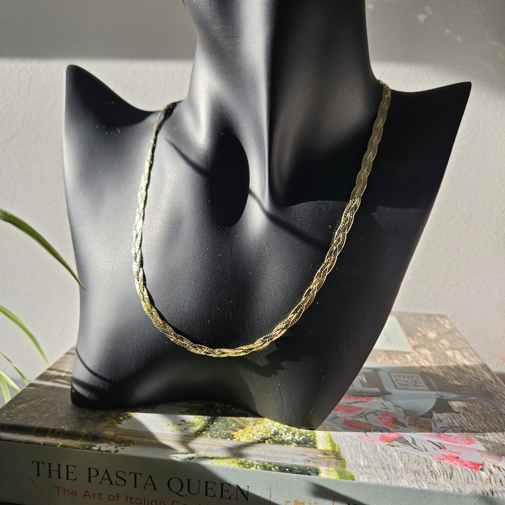 Braided Herringbone Chain 16 Inched Vermeil - 18k Gold on 925 Sterling Silver